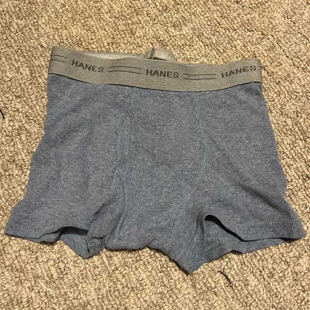 Hanes Boys Small 3-Pack Cotton Boxer Briefs Red and Gray Striped, Plain Blue